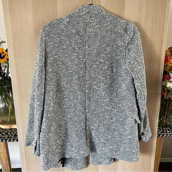 Zara Oversized Blue and White Knit Sweater Blazer - Picture 2 of 4
